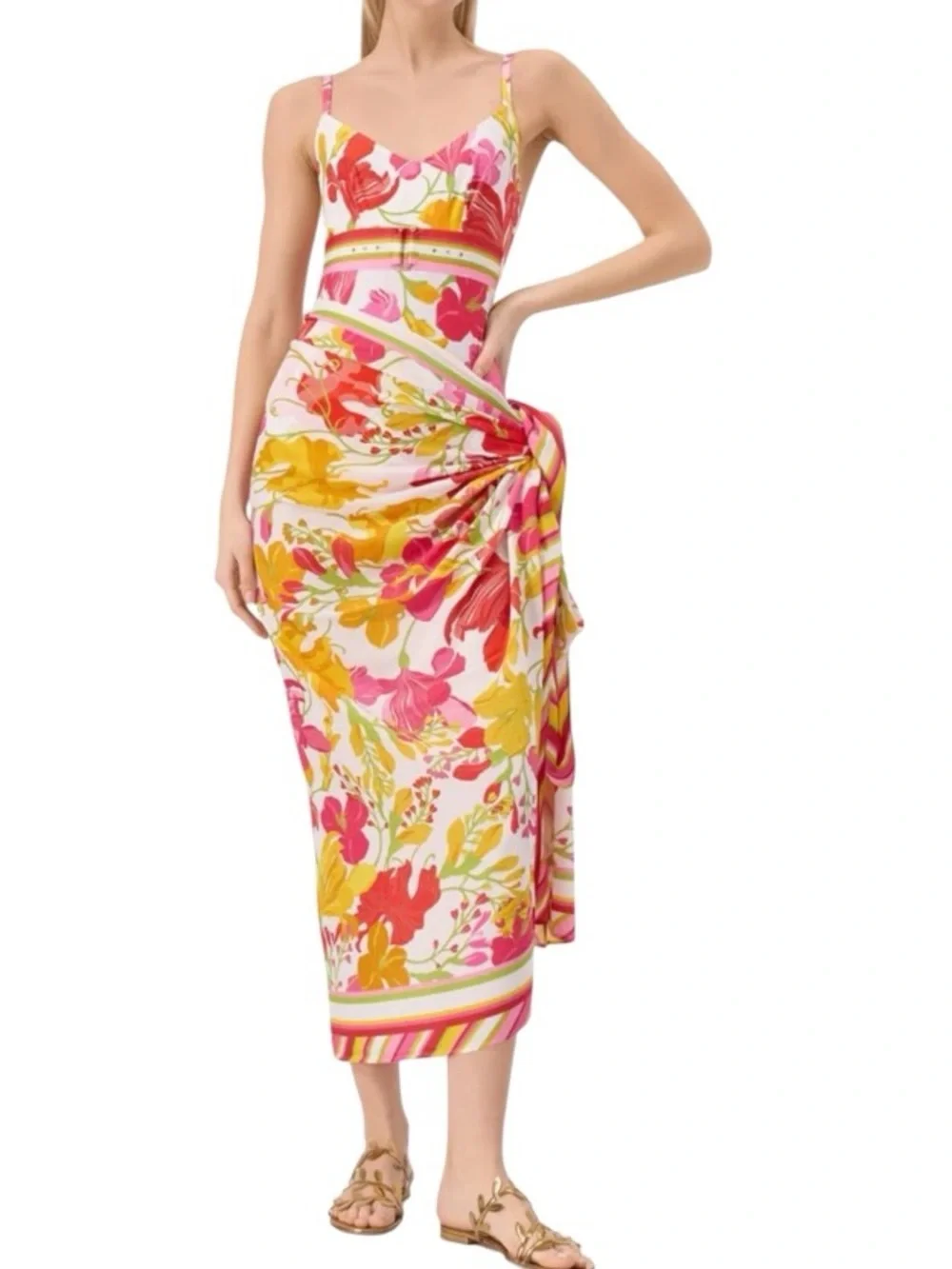 LISE CHARMEL Envolée Florale Luxury Swimsuit & Matching Pareo Set Size M Resort